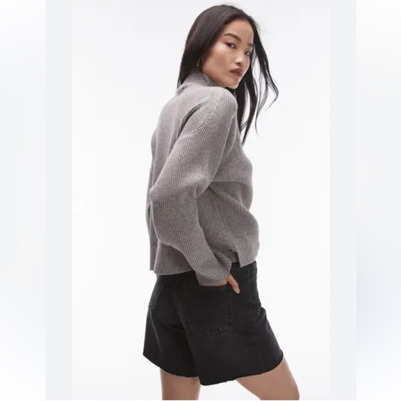 Topshop Funnel Neck Ribbed Knit Sweater - Picture 2 of 6